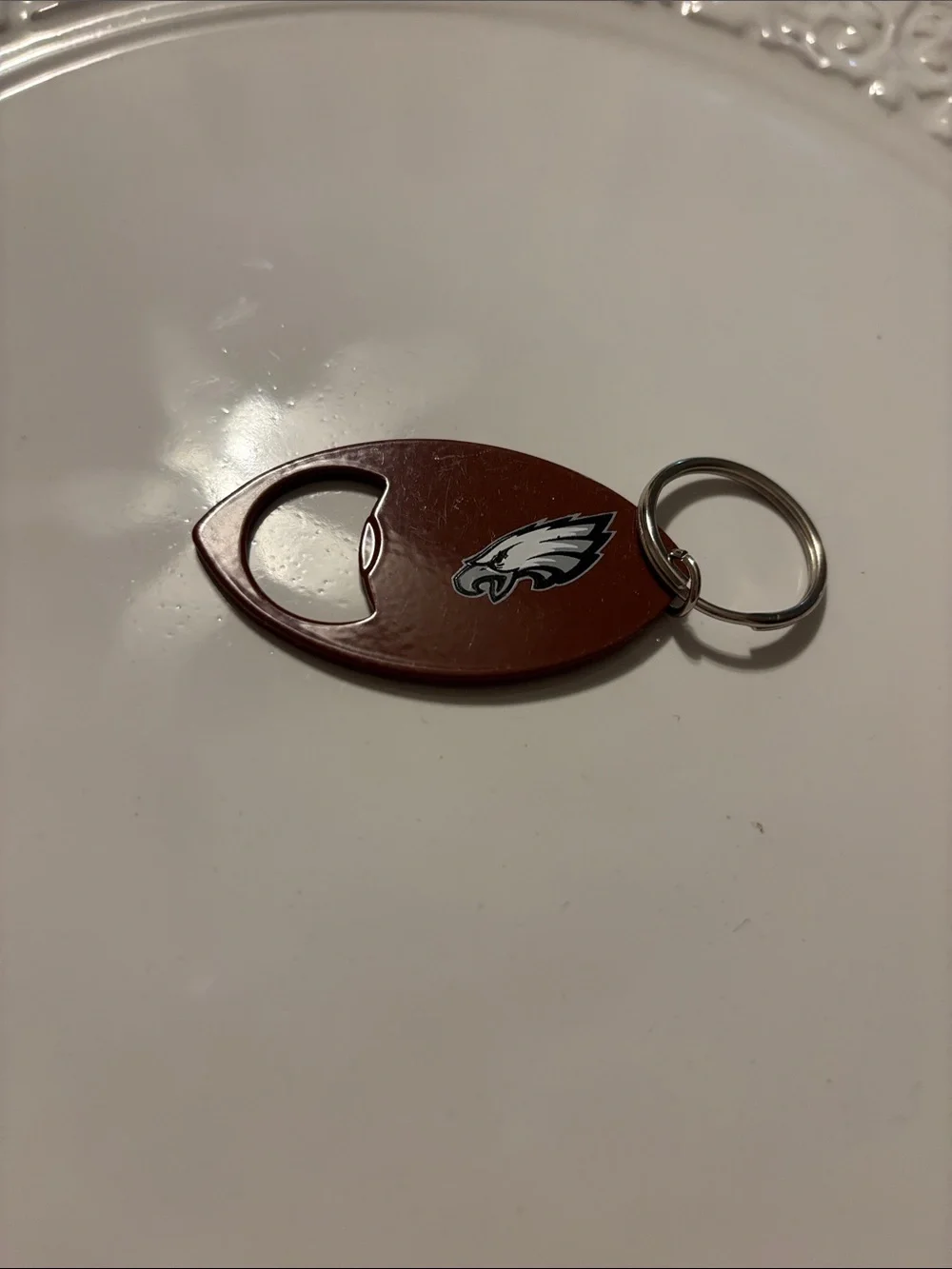 Brown Football Shaped Bud light Bottle Opener Keychain